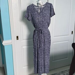 LOFT Navy Floral Jumpsuit